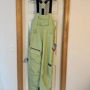 BRAND NEW  Helly Hansen powderqueen ski bibs, "iced matcha," size Womens XL reg